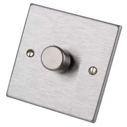 hamilton Hamilton 400W 1 Gang 2 Way Dimmer Satin Steel - hamilton Hamilton 400W 1 Gang 2 Way Dimmer Satin Steel