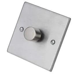 hamilton Hamilton 100W 1 Gang 2 Way LED Dimmer Switch Satin Steel - hamilton Hamilton 100W 1 Gang 2 Way LED Dimmer Switch Satin Steel