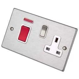 hamilton Hamilton 45A DP Cooker Control Unit White Insert Satin Steel - hamilton Hamilton 45A DP Cooker Control Unit White Insert Satin Steel