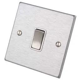 hamilton Hamilton 20A DP Switch White Insert Satin Steel - hamilton Hamilton 20A DP Switch White Insert Satin Steel