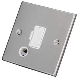 hamilton Hamilton 13A Unswitched Fused Spur with Neon and Flex Outlet White Insert Satin Steel - hamilton Hamilton 13A Unswitched Fused Spur with Neon and Flex Outlet White Insert Satin Steel