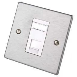hamilton Hamilton 1 Gang RJ45 Outlet CAT5E Unshielded Satin Steel - hamilton Hamilton 1 Gang RJ45 Outlet CAT5E Unshielded Satin Steel