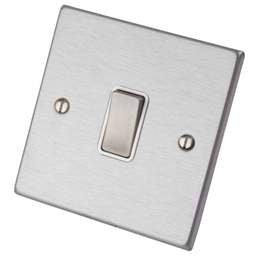 hamilton Hamilton 10A 1 Gang 2 Way Light Switch White Insert Satin Steel - hamilton Hamilton 10A 1 Gang 2 Way Light Switch White Insert Satin Steel