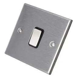 hamilton Hamilton 10A 1 Gang Intermediate Switch Black Insert Satin Steel - hamilton Hamilton 10A 1 Gang Intermediate Switch Black Insert Satin Steel