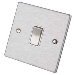 hamilton Hamilton 10A 1 Gang Intermediate Switch White Insert Satin Steel - hamilton Hamilton 10A 1 Gang Intermediate Switch White Insert Satin Steel