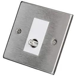 hamilton Hamilton 1 Gang Non Isolated Satellite Outlet White Insert Satin Steel - hamilton Hamilton 1 Gang Non Isolated Satellite Outlet White Insert Satin Steel