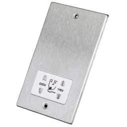 hamilton Hamilton Dual Voltage Shaver Socket White Insert Satin Steel - hamilton Hamilton Dual Voltage Shaver Socket White Insert Satin Steel