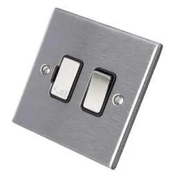 hamilton Hamilton 13A DP Switched Fused Spur Black Insert Satin Steel - hamilton Hamilton 13A DP Switched Fused Spur Black Insert Satin Steel