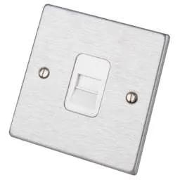 hamilton Hamilton 1 Gang Telephone Master Socket White Insert Satin Steel - hamilton Hamilton 1 Gang Telephone Master Socket White Insert Satin Steel