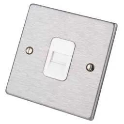 hamilton Hamilton 1 Gang Telephone Secondary Socket White Insert Satin Steel - hamilton Hamilton 1 Gang Telephone Secondary Socket White Insert Satin Steel