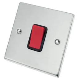 hamilton Hamilton Hartland 45A DP 1 Gang Switch Black Insert Satin Chrome - hamilton Hamilton Hartland 45A DP 1 Gang Switch Black Insert Satin Chrome
