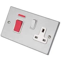 hamilton Hamilton Hartland 45A DP Cooker Control Unit with Neon Metal / White Insert Satin Chrome - hamilton Hamilton Hartland 45A DP Cooker Control Unit with Neon Metal / White Insert Satin Chrome