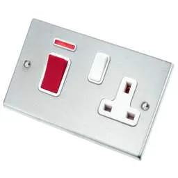 hamilton Hamilton Hartland 45A DP Cooker Control Unit with Neon White Insert Satin Chrome - hamilton Hamilton Hartland 45A DP Cooker Control Unit with Neon White Insert Satin Chrome