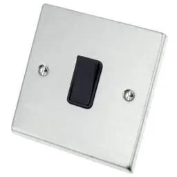 hamilton Hamilton Hartland 10A 1 Gang 2 Way Light Switch Black Insert Satin Chrome - hamilton Hamilton Hartland 10A 1 Gang 2 Way Light Switch Black Insert Satin Chrome