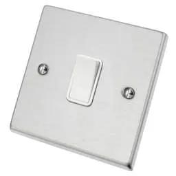 hamilton Hamilton Hartland 10A 1 Gang 2 Way Light Switch White Insert Satin Chrome - hamilton Hamilton Hartland 10A 1 Gang 2 Way Light Switch White Insert Satin Chrome