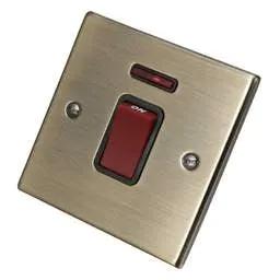 hamilton Hamilton 45A DP 1 Gang Switch with Neon Black Insert Antique Brass - hamilton Hamilton 45A DP 1 Gang Switch with Neon Black Insert Antique Brass