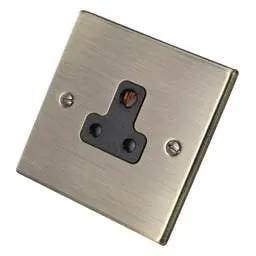 hamilton Hamilton 5A 1 Gang Unswitched Socket Black Insert Antique Brass - hamilton Hamilton 5A 1 Gang Unswitched Socket Black Insert Antique Brass