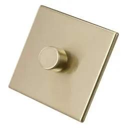 hamilton Hamilton 100W 1 Gang 2 Way LED Trailing/Leading Edge Dimmer Switch Screwless Satin Brass - hamilton Hamilton 100W 1 Gang 2 Way LED Trailing/Leading Edge Dimmer Switch Screwless Satin Brass