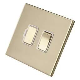 hamilton Hamilton 13A DP Switched Fused Spur White Insert Screwless Satin Brass - hamilton Hamilton 13A DP Switched Fused Spur White Insert Screwless Satin Brass