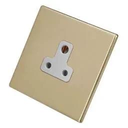 hamilton Hamilton 5A 1 Gang Unswitched Socket White Insert Screwless Satin Brass - hamilton Hamilton 5A 1 Gang Unswitched Socket White Insert Screwless Satin Brass