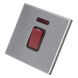 hamilton Hamilton 45A DP 1 Gang Switch with Neon Screwless Black Insert Stainless St - hamilton Hamilton 45A DP 1 Gang Switch with Neon Screwless Black Insert Stainless St