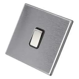 hamilton Hamilton 10A 1 Gang 2 Way Light Switch Black Insert Screwless Stainless Steel - hamilton Hamilton 10A 1 Gang 2 Way Light Switch Black Insert Screwless Stainless Steel