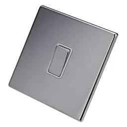 hamilton Hamilton 10A 1 Gang 2 Way Light Switch White Insert Screwless Bright Chrome - hamilton Hamilton 10A 1 Gang 2 Way Light Switch White Insert Screwless Bright Chrome