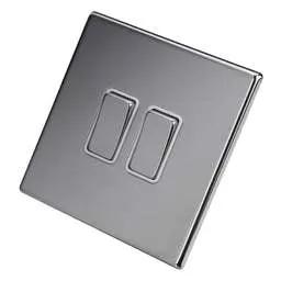 hamilton Hamilton 10A 2 Gang 2 Way Light Switch White Insert Screwless Bright Chrome - hamilton Hamilton 10A 2 Gang 2 Way Light Switch White Insert Screwless Bright Chrome