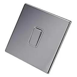 hamilton Hamilton 10A 1 Gang Intermediate Switch White Insert Screwless Bright Chrome - hamilton Hamilton 10A 1 Gang Intermediate Switch White Insert Screwless Bright Chrome