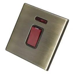 hamilton Hamilton 45A DP 1 Gang Switch with Neon Black Insert Screwless Antique Brass - hamilton Hamilton 45A DP 1 Gang Switch with Neon Black Insert Screwless Antique Brass