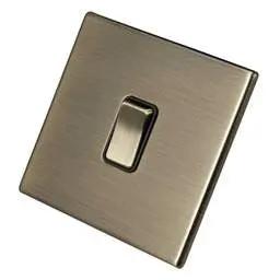 hamilton Hamilton 10A 1 Gang 2 Way Light Switch Black Insert Screwless Antique Brass - hamilton Hamilton 10A 1 Gang 2 Way Light Switch Black Insert Screwless Antique Brass