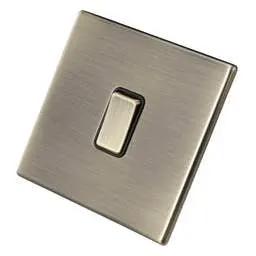 hamilton Hamilton 10A 1 Gang Intermediate Switch Black Insert Screwless Antique Brass - hamilton Hamilton 10A 1 Gang Intermediate Switch Black Insert Screwless Antique Brass