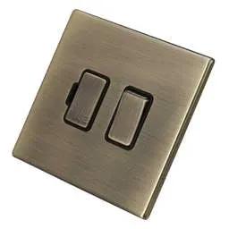 hamilton Hamilton 13A DP Switched Fused Spur Black Insert Screwless Antique Brass - hamilton Hamilton 13A DP Switched Fused Spur Black Insert Screwless Antique Brass