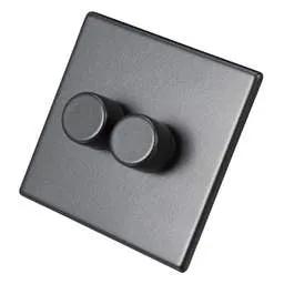 hamilton Hamilton 100W 2 Gang 2 Way LED Trailing/Leading Edge Dimmer Switch Screwless Anthra Grey - hamilton Hamilton 100W 2 Gang 2 Way LED Trailing/Leading Edge Dimmer Switch Screwless Anthra Grey