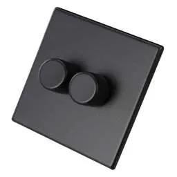 hamilton Hamilton 100W 2 Gang 2 Way LED Trailing/Leading Edge Dimmer Switch Screwless Matt Black - hamilton Hamilton 100W 2 Gang 2 Way LED Trailing/Leading Edge Dimmer Switch Screwless Matt Black