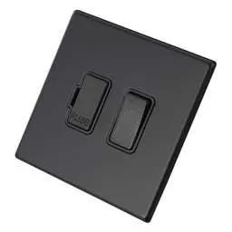 hamilton Hamilton 13A DP Switched Fused Spur Black Insert Screwless Matt Black - hamilton Hamilton 13A DP Switched Fused Spur Black Insert Screwless Matt Black