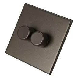 hamilton Hamilton 100W 2 Gang 2 Way LED Trailing/Leading Edge Dimmer Switch Screwless Bronze - hamilton Hamilton 100W 2 Gang 2 Way LED Trailing/Leading Edge Dimmer Switch Screwless Bronze
