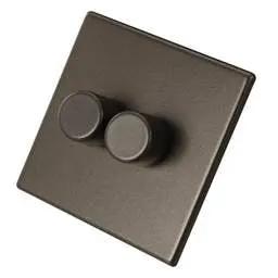 hamilton Hamilton 250W 2 Gang 2 Way LED Trailing/Leading Edge Dimmer Switch Screwless Bronze - hamilton Hamilton 250W 2 Gang 2 Way LED Trailing/Leading Edge Dimmer Switch Screwless Bronze