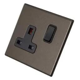 hamilton Hamilton 13A DP 1 Gang Switched Socket Black Insert Screwless Bronze - hamilton Hamilton 13A DP 1 Gang Switched Socket Black Insert Screwless Bronze