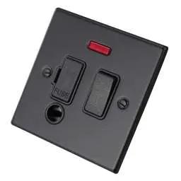 hamilton Hamilton 13A DP Switched Fused Spur with Neon and Flex Outlet Black Insert Matt Black - hamilton Hamilton 13A DP Switched Fused Spur with Neon and Flex Outlet Black Insert Matt Black
