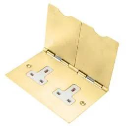 floor sockets Hamilton 13A 2 Gang Unswitched Floor Socket White Insert Satin Brass - floor sockets Hamilton 13A 2 Gang Unswitched Floor Socket White Insert Satin Brass