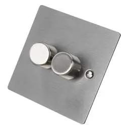hamilton Hamilton 100W 2 Gang 2 Way LED Trailing/Leading Edge Dimmer Switch Satin Steel - hamilton Hamilton 100W 2 Gang 2 Way LED Trailing/Leading Edge Dimmer Switch Satin Steel