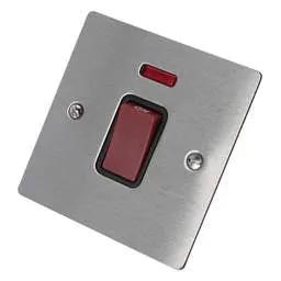 hamilton Hamilton 45A DP 1 Gang Switch with Neon Black Insert Satin Steel - hamilton Hamilton 45A DP 1 Gang Switch with Neon Black Insert Satin Steel