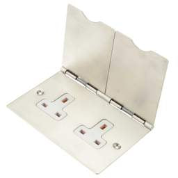 floor sockets Hamilton 13A 2 Gang Unswitched Floor Socket White Insert Satin Chrome - floor sockets Hamilton 13A 2 Gang Unswitched Floor Socket White Insert Satin Chrome