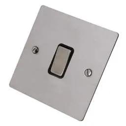 hamilton Hamilton 10A 1 Gang 2 Way Retractive Switch Black Insert Satin Steel - hamilton Hamilton 10A 1 Gang 2 Way Retractive Switch Black Insert Satin Steel