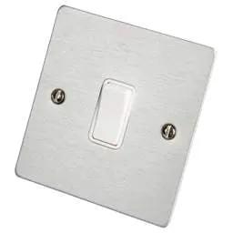 hamilton Hamilton 10A 1 Gang Intermediate Switch White Insert Satin Chrome - hamilton Hamilton 10A 1 Gang Intermediate Switch White Insert Satin Chrome