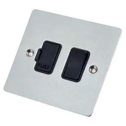 hamilton Hamilton Sheer 13A DP Switched Fused Spur Black Insert Satin Chrome - hamilton Hamilton Sheer 13A DP Switched Fused Spur Black Insert Satin Chrome