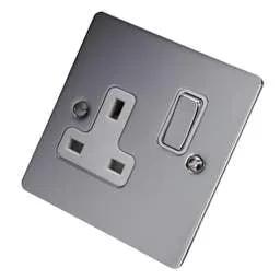 hamilton Hamilton 13A DP 1 Gang Switched Socket White Insert Bright Chrome - hamilton Hamilton 13A DP 1 Gang Switched Socket White Insert Bright Chrome