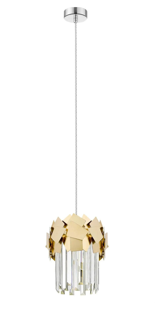 impex Impex CF1929/01/G Celine 1 Light Pendant Gold Crystal - impex Impex CF1929/01/G Celine 1 Light Pendant Gold Crystal