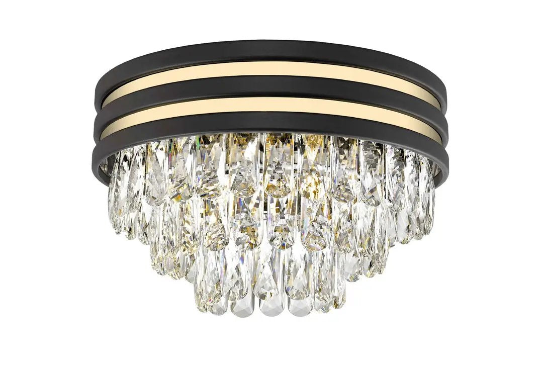 impex Impex CF2104/04/PL/G/MBLK Cuba 4 Light Flush Ceiling Light Gold Black Crystal - impex Impex CF2104/04/PL/G/MBLK Cuba 4 Light Flush Ceiling Light Gold Black Crystal